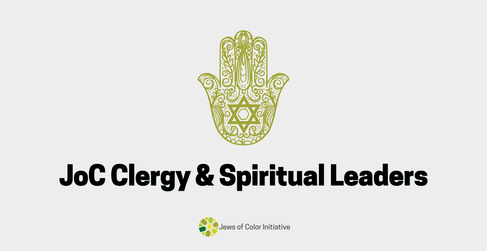 JoC clergy & spiritual Leaders; JoCI logo; image of intricate green hamsa facing up