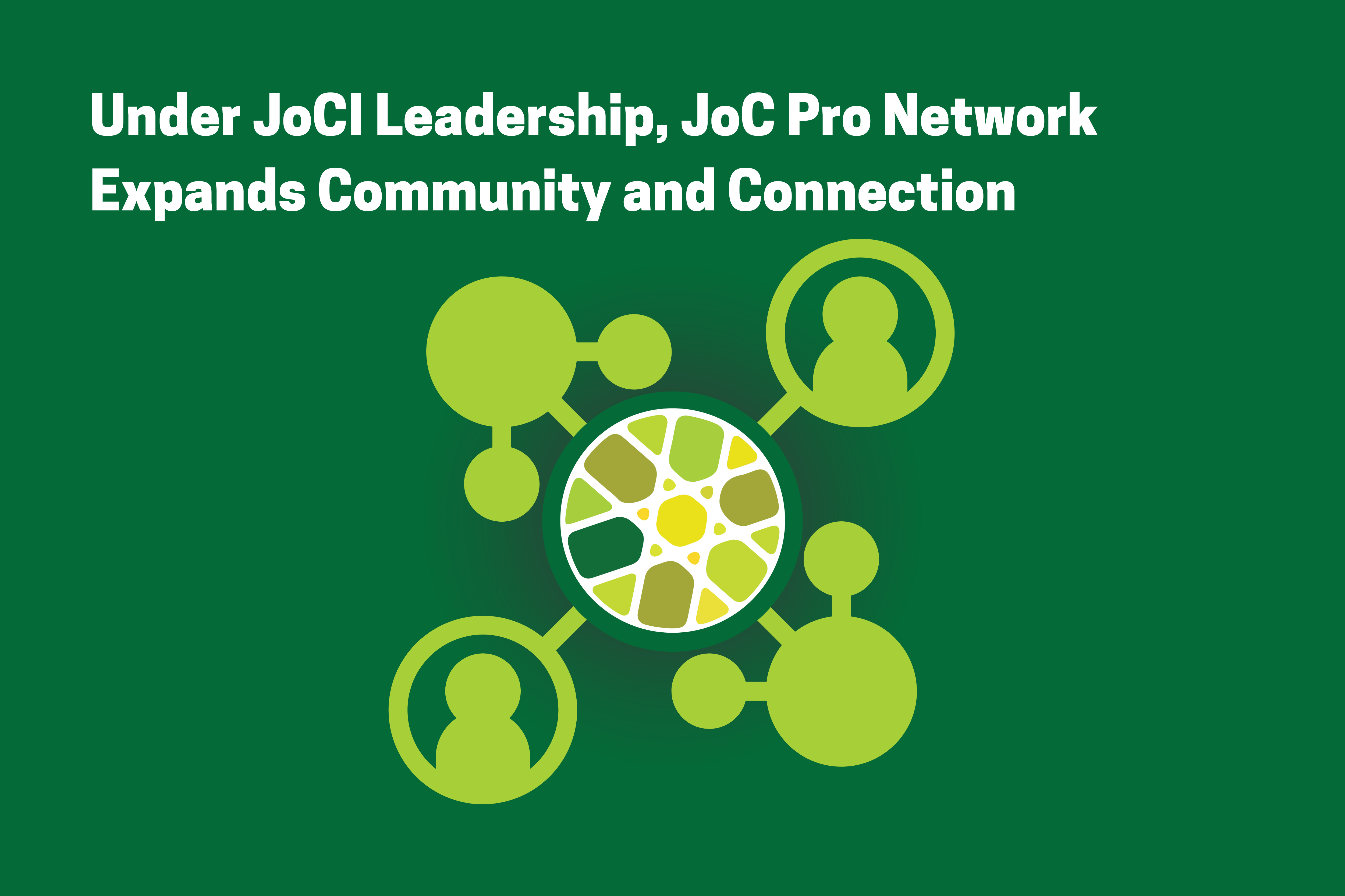 Image shows title and a green graphic depicting networking/connections with JoCI's logo in the middle